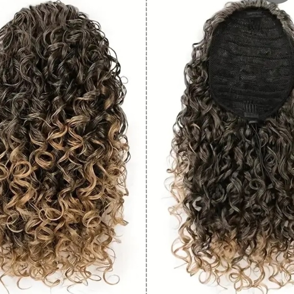 Curly Ombre Brown Ponytail